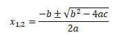 Výpočet kořenů kvadratické funkce